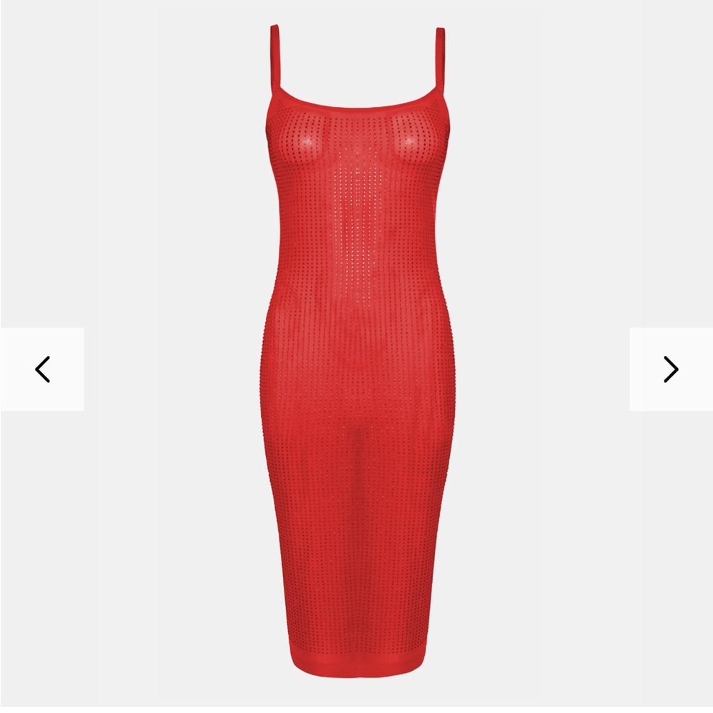 Vibrant Red Sleeveless Bodycon Midi Dress